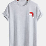 Regular Fit Santa Hat Print Cotton T-Shirt