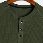 3 Pieces Long Sleeve Arc Hem Waffle Henley Shirt