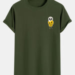 Skull Evil Face Print Cotton Arc Hem T-Shirt