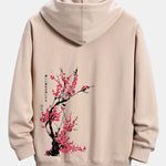 Plum Blossom Slogan Back Print Relax Fit Hoodie