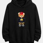 Hip Hop Bear Print Relax Fit Hoodie & Straight Leg Corduroy Pants