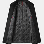 Quilted Lined Wool Blend Lapel Overcoat