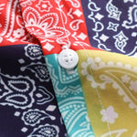 Color Block Paisley Print Button Up Shirt & Swim Shorts