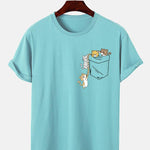 Cute Pocket Cat Print T-Shirt
