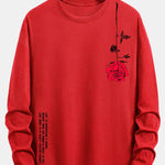Long Sleeve Rose Slogan Print Cotton T-Shirt