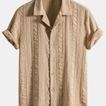 Geometric Jacquard Textured Cuban Shirt