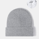 Warm Fleece Lined Knit Beanie Hat Cuffed Cap