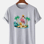 Flamingo On Vacation Print T-Shirt