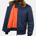 Quilted Lined Bomber Jacket With Faux Fur Collar