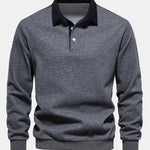 Contrast Polo Collar Sweatshirt