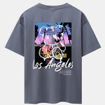 Los Angeles Illustration Bear Print Drop Shoulder Oversize T-Shirt & Patch Pocket Drawstring Shorts