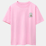 Ghost Drinking Coffee Print Drop Shoulder Oversize T-Shirt