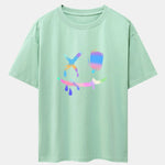 Colorful Smiley Face Print Drop Shoulder Oversize T-Shirt
