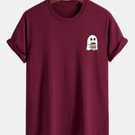Regular Fit Ghost Drinking Coffee Print Cotton T-Shirt