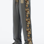 Bear Print Patchwork Straight Leg Pants