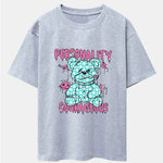 Dissolving Bear Slogan Print Drop Shoulder Oversize T-Shirt