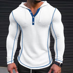 Men's Solid Waffle Long Sleeve Casual Hoodie