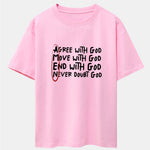 Circled Slogan Print Drop Shoulder Oversize T-Shirt