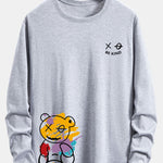 Long Sleeve Graffiti Bear Print Cotton T-Shirt