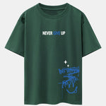 Never Give Up Smiley Face Print Drop Shoulder Oversize T-Shirt