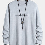 Long Sleeve Grateful Print Cotton T-Shirt