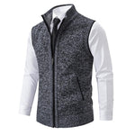 Men's Casual Solid Color Stand Collar Sleeveless Knitted Vest