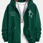 Cross Slogan Print Relax Fit Zip Hoodie