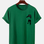 Pocket Cat Print T-Shirt