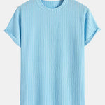 Muscle Fit Textured Ribbed Arc Hem T-Shirt