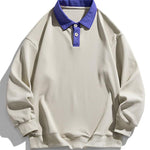 Relax Fit Contrast Waffle Polo Sweatshirt