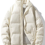 Corduroy PU Patchwork Puffer Coat