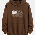 American Flag Print Relax Fit Hoodie