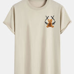 Smiley Bear Print Cotton Arc Hem T-Shirt