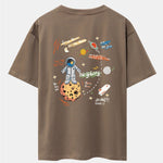Galaxy Astronaut Print Drop Shoulder Oversize T-Shirt