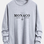 Long Sleeve Monaco Slogan Print Cotton T-Shirt