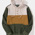 Corduroy Patchwork Hoodie & Drawstring Corduroy Cargo Jogger Pants