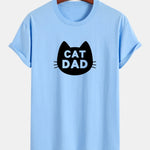 Regular Fit Cat Dad Print Cotton T-Shirt