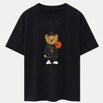 Basketball Bear Print Drop Shoulder Oversize T-Shirt