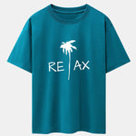 Relax Palm Tree Print Drop Shoulder Oversize T-Shirt