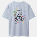 Bear On Vacation Print Drop Shoulder Oversize T-Shirt