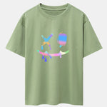 Colorful Smiley Face Print Drop Shoulder Oversize T-Shirt