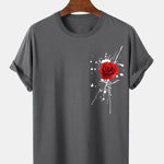 Splash Ink Rose Print T-Shirt