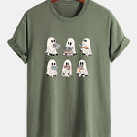 Regular Fit Ghost Reading Book Print Cotton T-Shirt