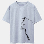 Cat Silhouette Print Drop Shoulder Oversize T-Shirt