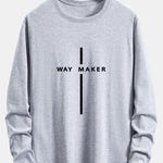 Long Sleeve Way Maker Stripe Print Cotton T-Shirt