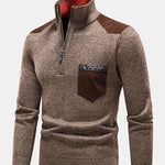 Contrast Pocket Panel Half Zip Sweater