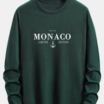 Long Sleeve Monaco Slogan Print Cotton T-Shirt