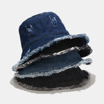 Vintage Distressed Denim Frayed Bucket Hat