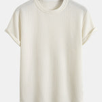 Knitted Waffle Arc Hem T-Shirt & Drawstring Waffle Shorts