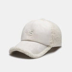 Embroidery Letter Plush Warm Baseball Cap